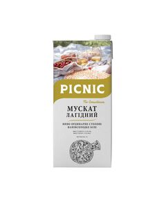 Мускат лагідний. Вино, сортове напів сололодке біле, Мускат лагідний PICNIC 1л.