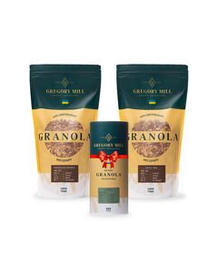 Набір граноли Chocolate Coconut, Nuts Trio 2 кг & Almond 500г у подарунок Gregory Mill
