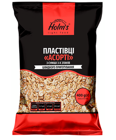 Пластівці "Асорті" з суміші 3-х злаків HOLM'S light food 400г (4820076461149)