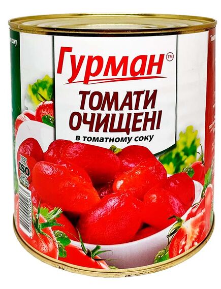 Томати Гурман очищені в томатному соку 2600г (4820099010263)