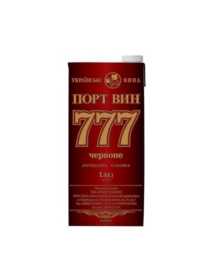 Портвiн 777 Вино типу порт, червоне. ПОРТВИН 777 Burnas Winery 1л.