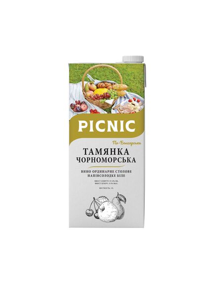 Тамянка чорноморська. Вино, біле напів сололодке  Тамянка PICNIC" 1л.