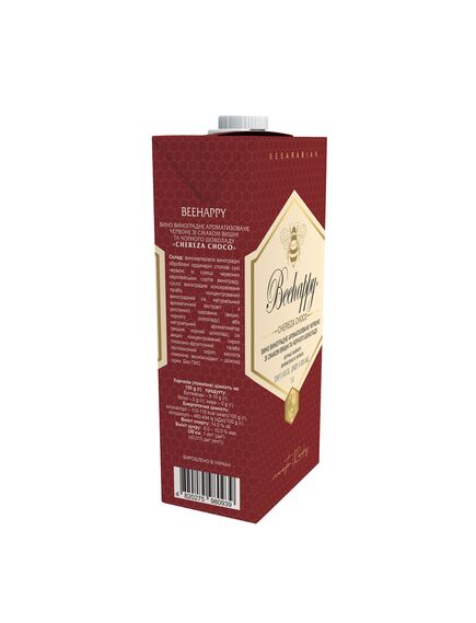 Beehappy. Вино лікерного типу червоне зі смаком вишні та чорного шоколаду CHEREZA CHOCO, 1л, зображення 3