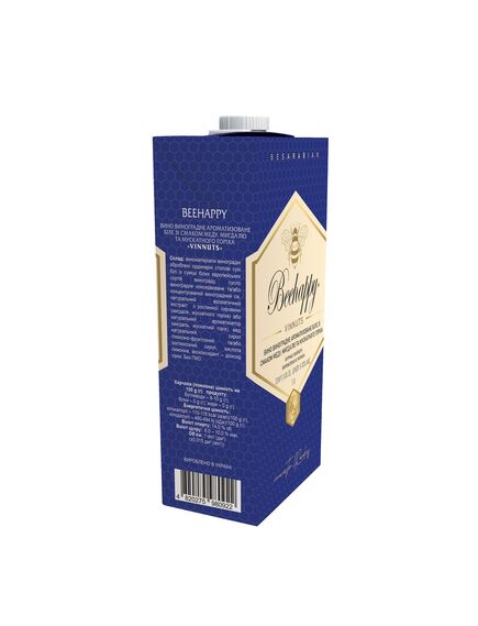 Beehappy. Вино лікерного типу зі смаком меду, мигдалю та мускатного горіха VINNUTS, 1л, зображення 3