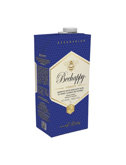 Beehappy. Вино лікерного типу зі смаком меду, мигдалю та мускатного горіха VINNUTS, 1л, зображення 2