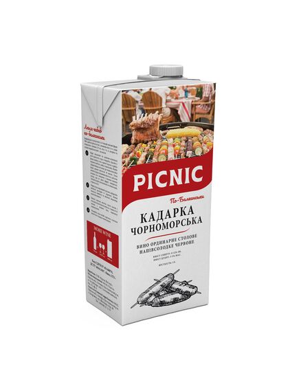 Кадарка чорноморська. Вино червоне напів солодке Кадарка PICNIC" 1л., зображення 2