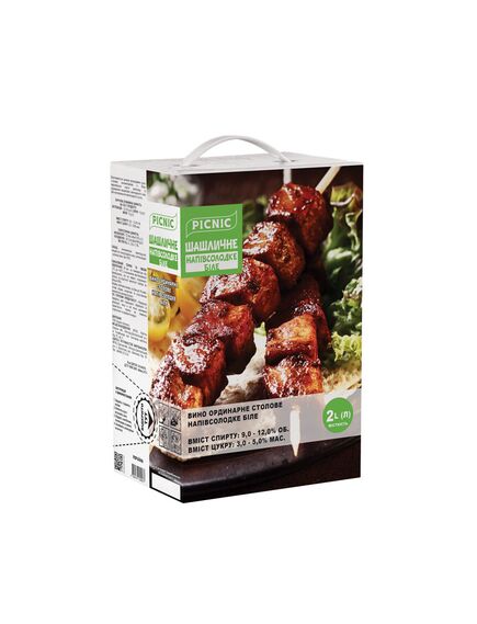 Вино столове напівсолодке біле Шашличне, Picnic, 2л, зображення 2
