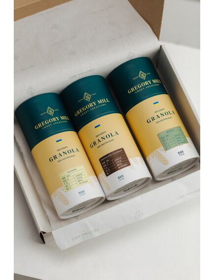 Набір граноли подарунковий Chocolate Coconut, Banana & Almond Gregory Mill