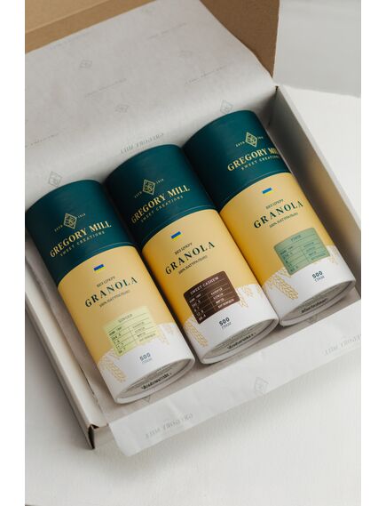 Набір граноли подарунковий Ginger, Sweet Cashew & Finik Gregory Mill