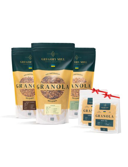 Набір граноли Big Box Ginger, Sweet Cashew & Almond, 3000 г Gregory Mill