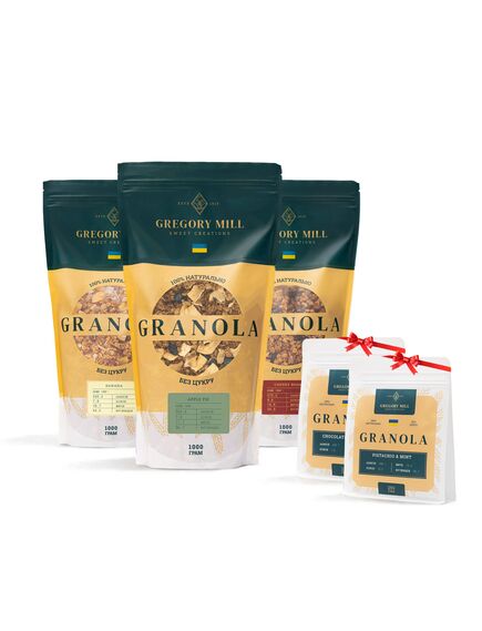Набір граноли Fruity Big Box Apple Pie, Banana & Cherry Boom, 3000 г Gregory Mill