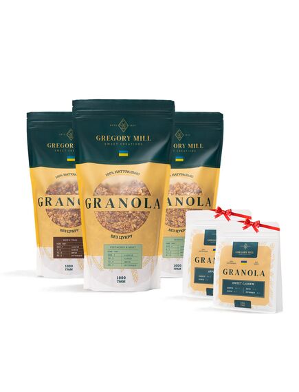 Набір граноли Nuts’ Big Box Nuts’ Trio, Almond, Pistachio & Mint, 3000 г Gregory Mill