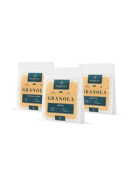 Набір граноли Almond, Apple Pie, Pistachio & Mint, 750 г Gregory Mill
