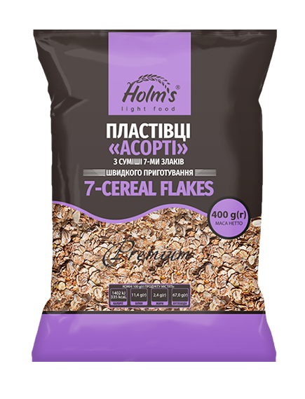 Пластівці "Ассорти" з суміші 7 злаків Holm's light food 400г (4820076460814)