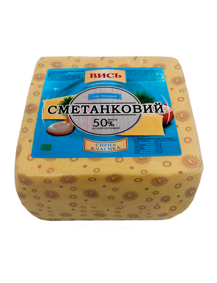 Сир твердий "Сметанковий" 50% Вись (квадрат) 1,7-2,5кг