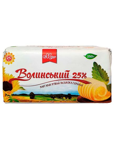 Маргарин низькокалорійний Волинський 25% Мако 250г