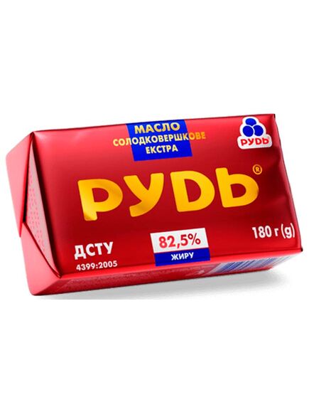 Масло вершкове "Рудь" 82,5% 180г (4823097812389)