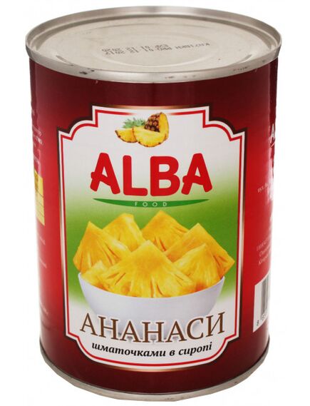 Ананаси Alba Food шматочками в сиропі 580 мл
